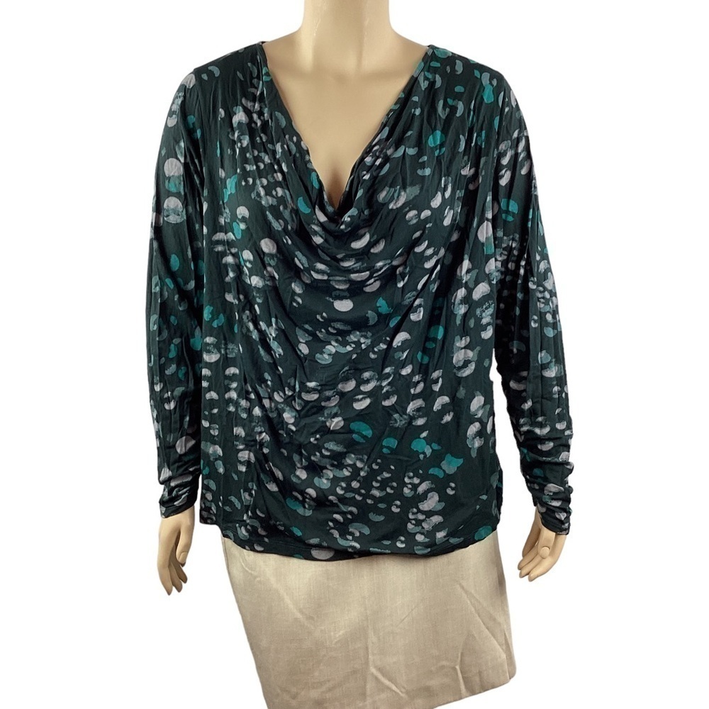 French Connection Top Size 2X Black Print Long Sleeve